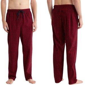 Nautica Men's Red Black Plaid Lounge Logo Pajama Pants Sleepwear Size XL